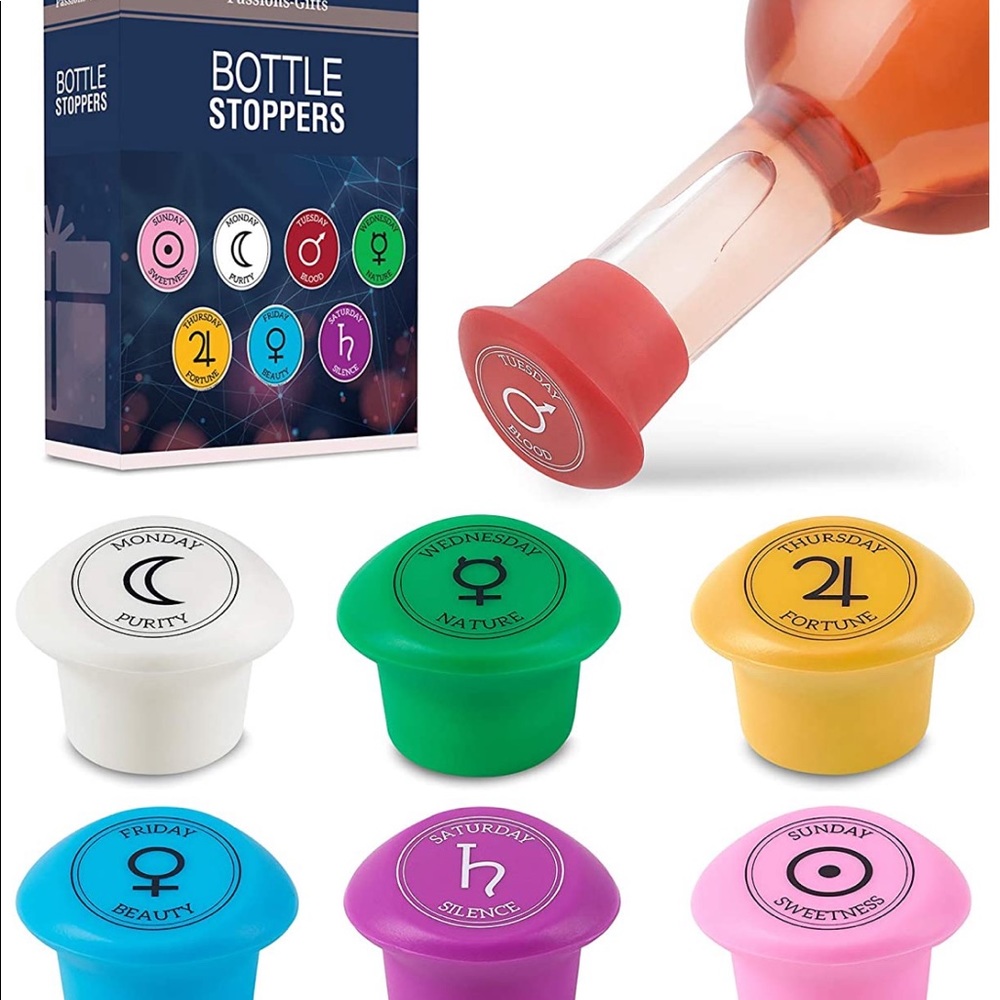 7 Wine Stoppers + Premium Gift Box Set